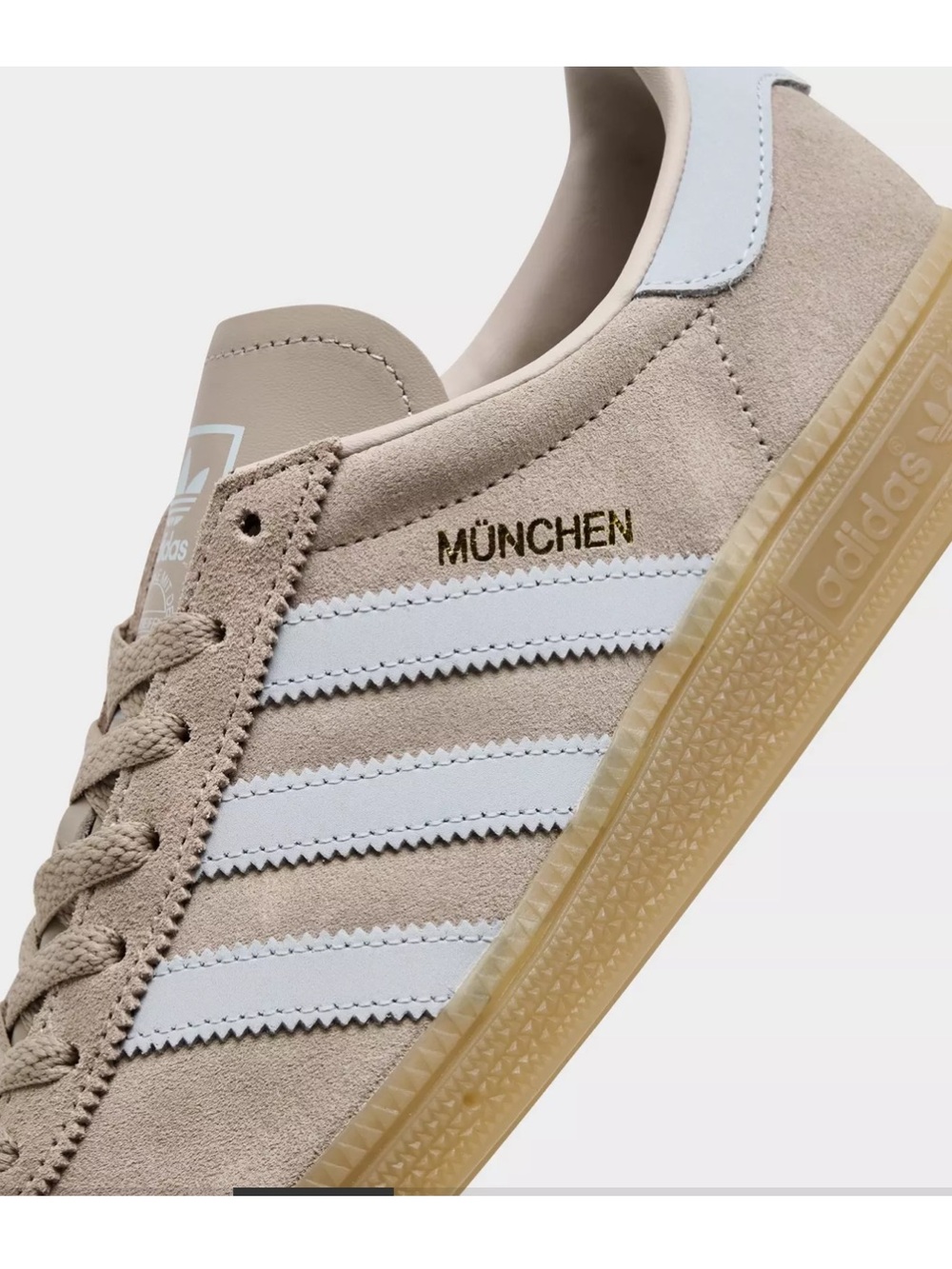 adidas Beige Suede Munchen Sneakers White Stripes - Picture 5 of 6